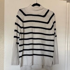 a new day Black and White Striped Turtleneck Sweater